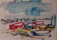 Brightlingsea     watercolour and crayon   30x42cm