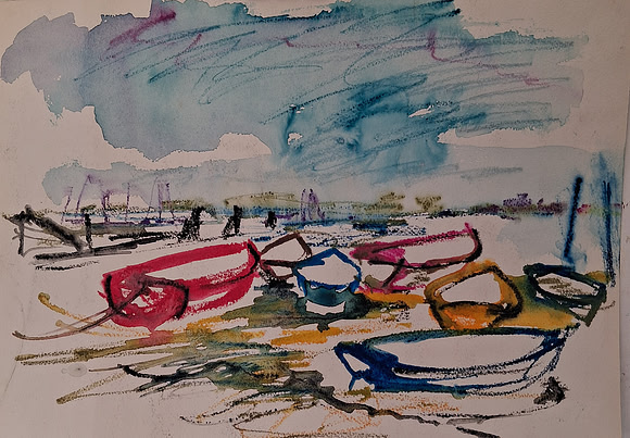 Brightlingsea     watercolour and crayon   30x42cm