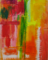 SOLD     Vivid 80x60cm collage on canvas 2009