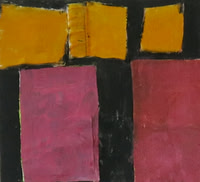 "3 yellow squares" 2018   20x19cm   collage on wood