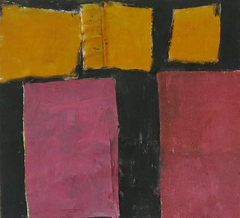 "3 yellow squares" 2018   20x19cm   collage on wood
