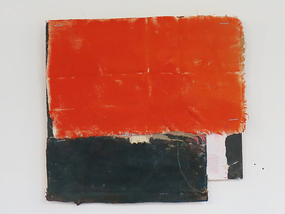 "Black and Orange"   27x28cm  collage on wood 2019