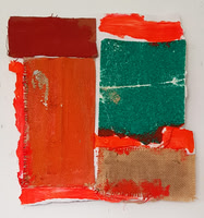"Orange with Green"    collage on paper